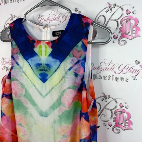 Papillon Blanc Multicolor Dress watercolor tank style tie dye Aztec - Picture 5 of 11